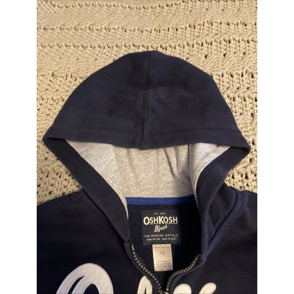 Youth Boys' OshKosh Navy Blue Hooded Jacket Size 12 Full Zip up With Pockets - Picture 6 of 14